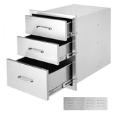 18x20.5 Inch Outdoor Kitchen Stainless Steel Triple Access BBQ Drawers with Chrome Handle, 18 x23 x 23 Inch